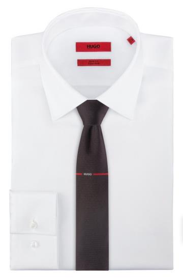 Krawaty HUGO Silk Jacquard Czarne Męskie (Pl41175)